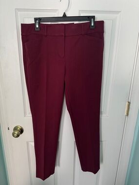 NWT! Loft Women's Burgundy Stretch Ponte Skinny Ankle Pants size 10